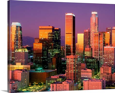 Los Angeles skyline at sunset Wall Art, Canvas Prints, Framed Prints ...