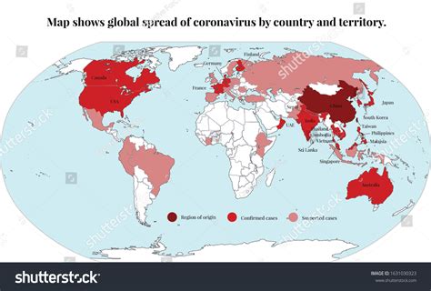 Distribution 2019ncov Cases World Map Shows Stock Illustration 1631030323 | Shutterstock