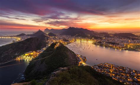 Rio De Janeiro Brazil Cityscape Evening Sunset, HD World, 4k Wallpapers ...