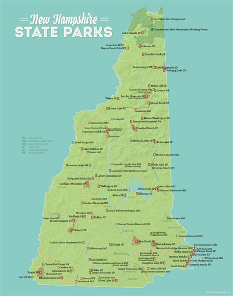 New Hampshire State Parks Map 11x14 Print - Best Maps Ever