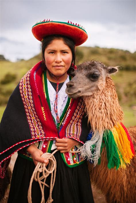 Peruvian woman in traditional clothes with a llama. Travel in the Sacred Valley, Peru | Inca ...