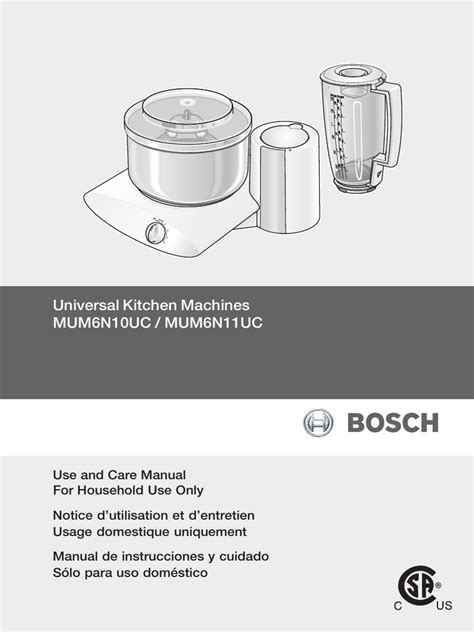 Bosch Universal Plus Owners Manual | Home Appliance | Electrical Connector