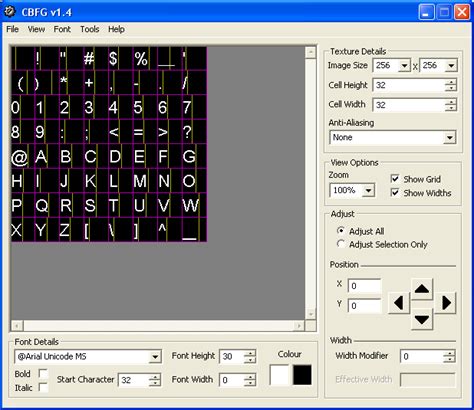 Main Window - Codehead's Bitmap Font Generator Documentation