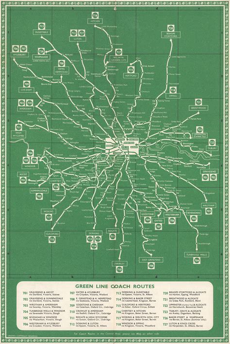 Transit Maps: Historical Map: Green Line Coach Routes, London, 1949