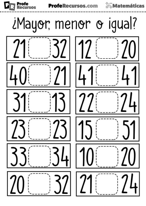 Ejercicios de Mayor, Menor o Igual | Matemáticas para Niños