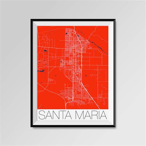 SANTA MARIA California Map Santa Maria City Map Print Santa | Etsy