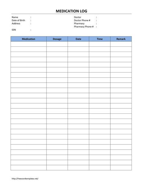 Prescription List Template ] – Medication Log Template Free In Doctors ...