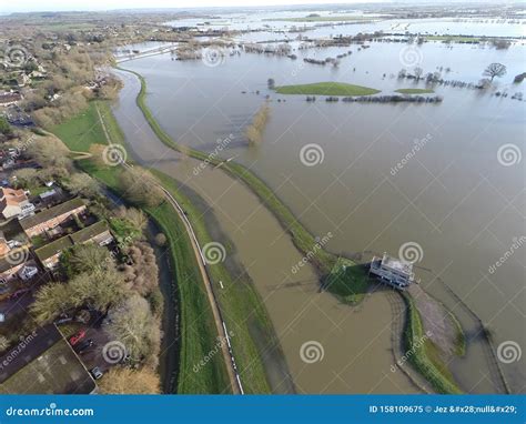 Somerset Levels - Floods stock image. Image of street - 158109675