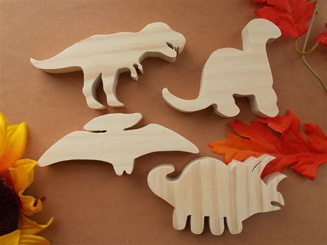 Dinosaurs Unfinished DIY Wood Decorations | Wood diy, Wood crafts diy ...