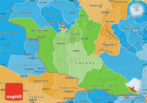 Political Shades Map of Matabeleland South