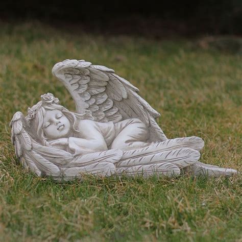 sleeping baby wrapped in angel wings statue for sale