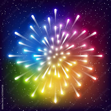 Shiny rainbow firework on starry sky background for Your holiday design ...