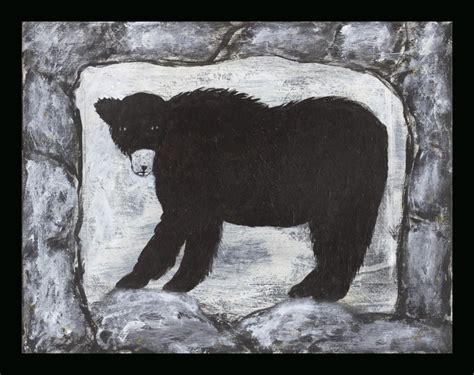 Black Goat Folk Art: Black Bear in Cave Mud Painting