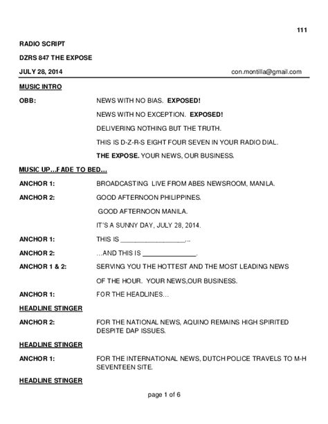 Tv News Report Script Example Tagalog