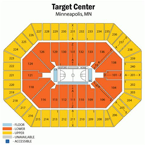 Timberwolves Target Center Seating Chart With Rows And Seat Numbers - Center Seating Chart