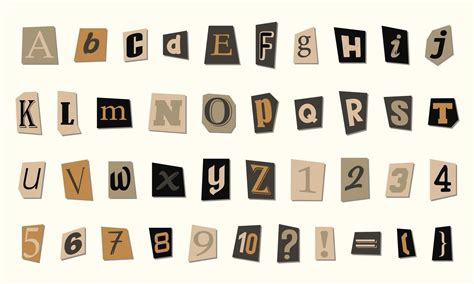 Collection of vintage style Paper Letters. Alphabet letters. Vector ...