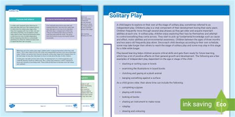 The Importance of Solitary Play (teacher made) - Twinkl
