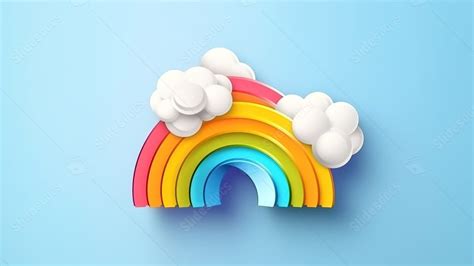 Isolated 3d Render Of Rainbow And Clouds On White With Clipping Path Powerpoint Background For ...