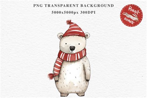 Scandi Christmas Bear Boho Clipart Graphic by Rabbit Heart Clipart · Creative Fabrica