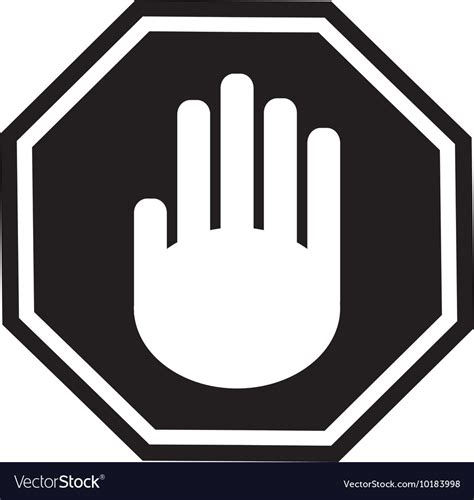 Stop gesture sign black Royalty Free Vector Image