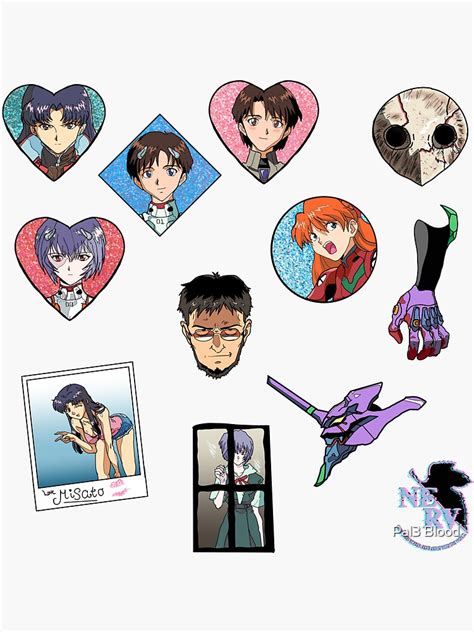 "Neon Genesis Evangelion Sticker Sheet" Sticker for Sale by IronMoonDesigns | Redbubble