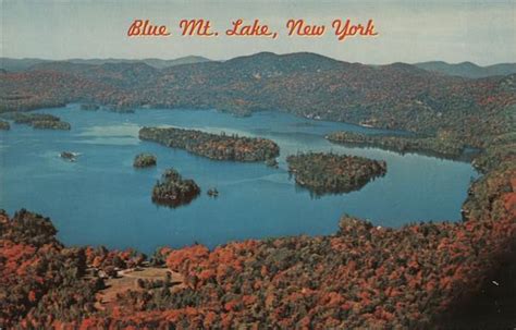 Aerial View Blue Mt. Lake Indian Lake, NY Postcard