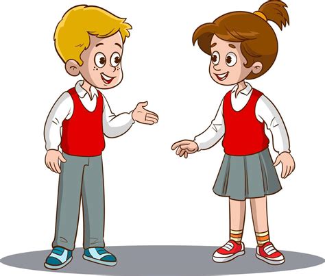 vector illustration of boy and girl students talking to each other 12576640 Vector Art at Vecteezy