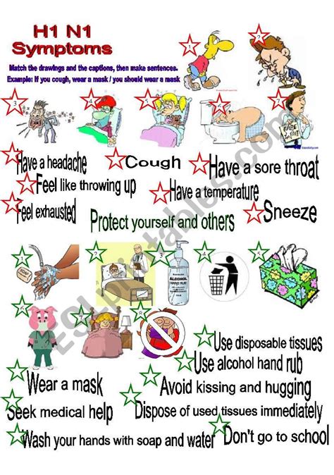 H1N1 symptoms and protection - ESL worksheet by Blumette