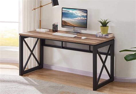 Buy Audra Wood and Metal Industrial Office Desk Online in India at Best ...