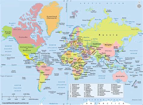 World Map with Countries Names and Continents – World Map With Countries