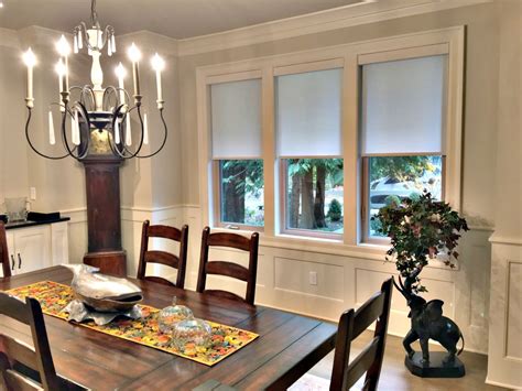 Elegant Roller Shades in a Dining Room