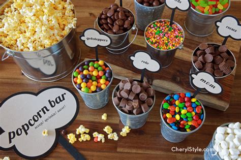 DIY popcorn bar with printable labels — Everyday Dishes & DIY