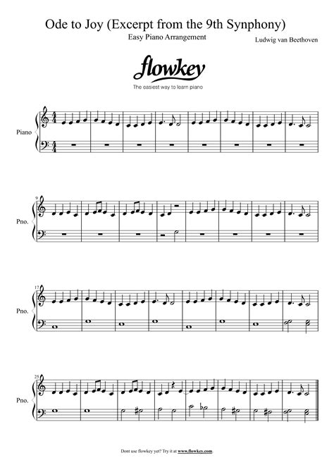 Ludwig van Beethoven : Ode to Joy - Free Piano Sheet Music from flowkey ...