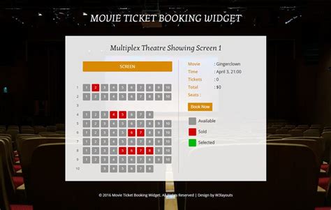 Movie Ticket Booking Widget Flat Responsive Widget Template