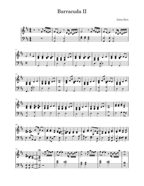 Barracuda II – Julien Doré Sheet music for Piano (Solo) | Musescore.com