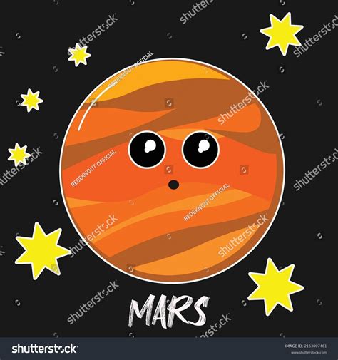 Mars Cute Planet Illustration Kids Educational Stock Vector (Royalty ...