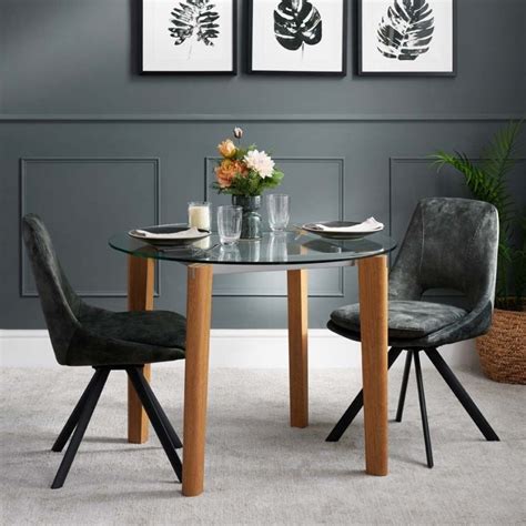 Lutina Small Round Glass Dining Table | Round Glass Table - Woods Furniture