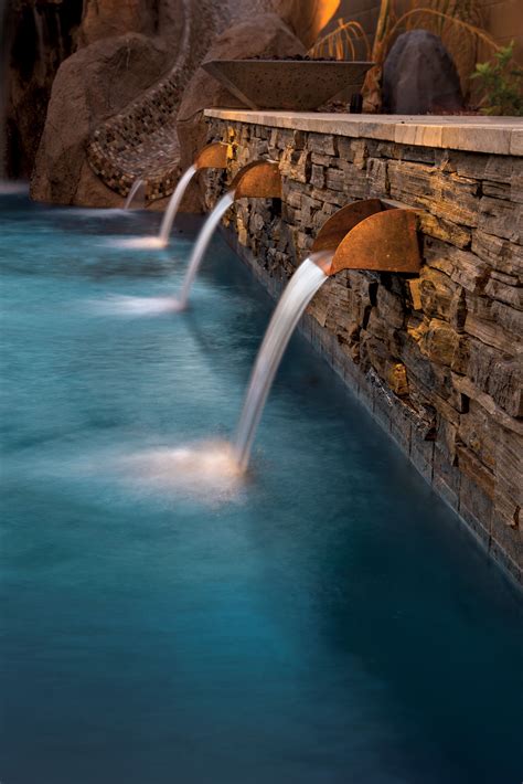 100% Copper Scupper - Trough Flow | Waterfalls backyard, Water features, Pool fountain