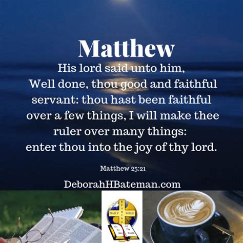 Daily Bible Reading "Parable of the Talents" (Matthew 25:14-30) | Deborah H Bateman - Author