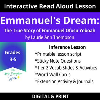 Emmanuel's Dream Inference and Vocabulary lesson- Digital and Print