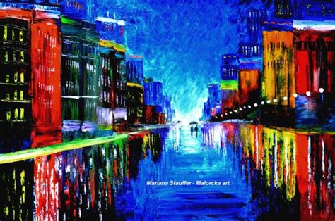 cityscape paintings rain painting couple night street by malorcka, $285 ...