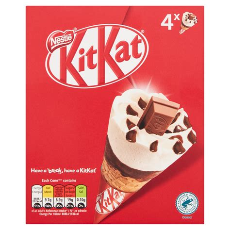 KitKat Vanilla & Chocolate Ice Cream Cones 4 x 110ml | Ice Cream Cones, Sticks & Bars | Iceland ...