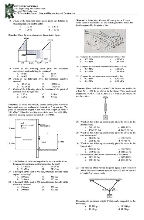 SOLUTION: Design and structural engineering exam questionare with ...