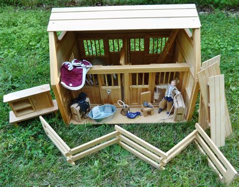 Large (Breyer Size Horse) Children's Wooden Toy Horse Stable Barn w/ Accessories | Toy horse ...