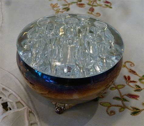 Vintage Flower Frog With Silver Base Metal Vase With Glass - Etsy