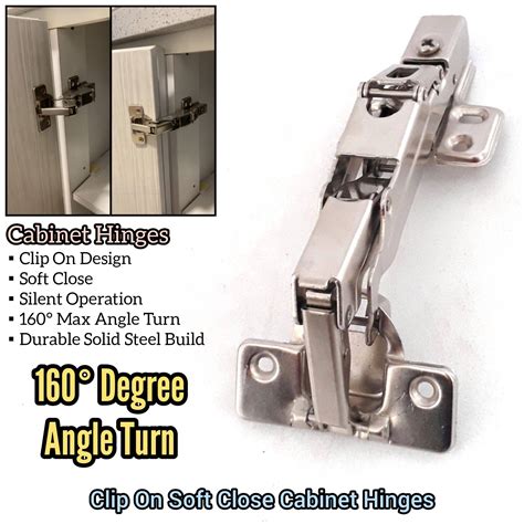 CLIP ON SOFT CLOSE CABINET HINGES 160° DEGREE ANGLE TURN FOR FURNITURE CABINET DOOR HINGES