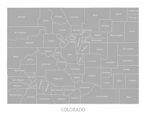 Colorado Highly Detailed Gray Color Map, US State Stock Vector ...