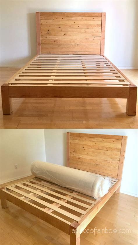 DIY Bed Frame & Wood Headboard ($1500 Look for $200!) | Diy bed frame easy, Diy king bed frame ...