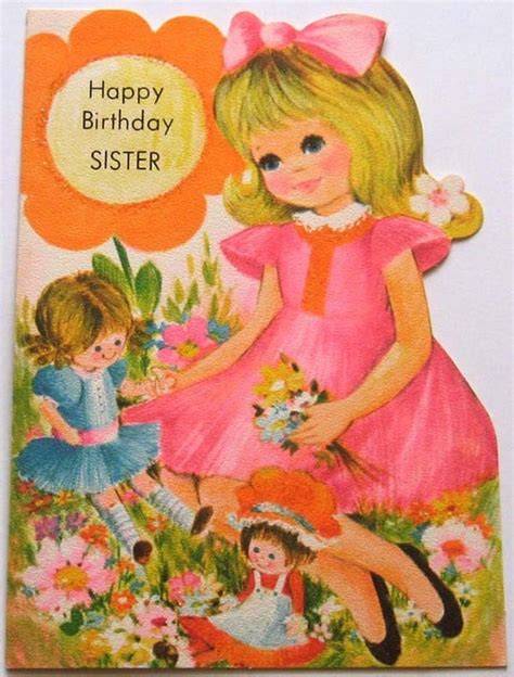 Vintage Birthday Card Happy Birthday Sister Birthday UNUSED