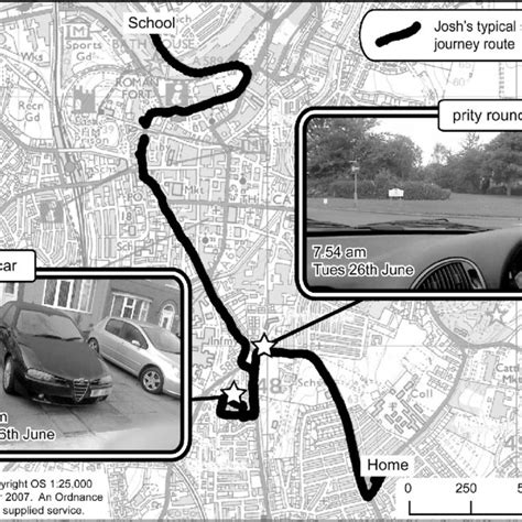 Typical route to and from school, annotated with pictures and texts,... | Download Scientific ...